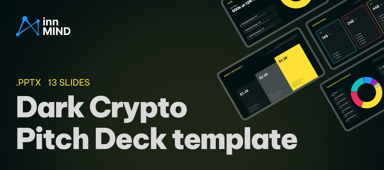 Dark Crypto Pitch Deck Template Cover – Investor-Ready Web3 Presentation